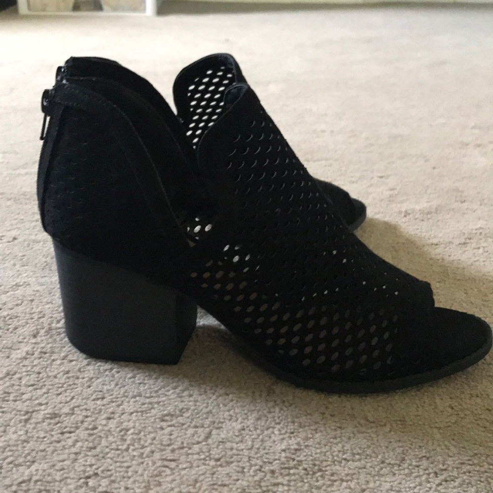Black open side booties